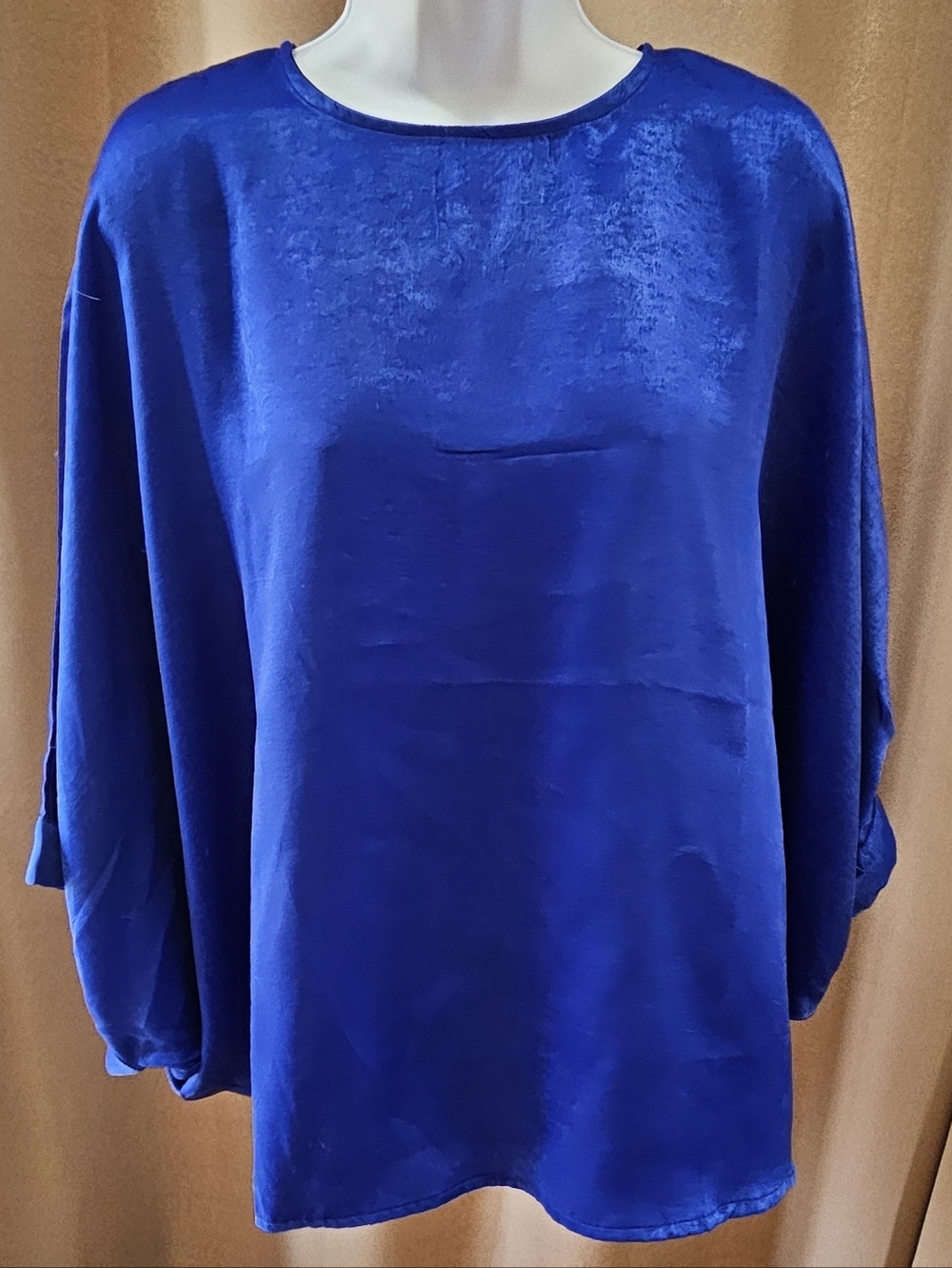 NWT Caramela Royal Blue Draped Blouse